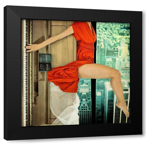 crescendo Black Modern Wood Framed Art Print with Double Matting by Ambra