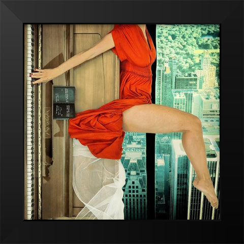 crescendo Black Modern Wood Framed Art Print by Ambra