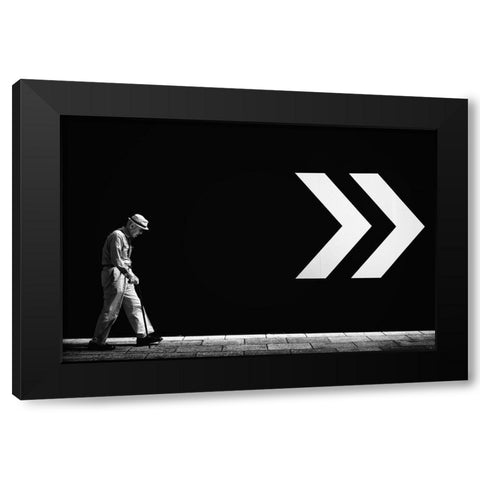 Untitled Black Modern Wood Framed Art Print with Double Matting by Suzuki, Tatsuo