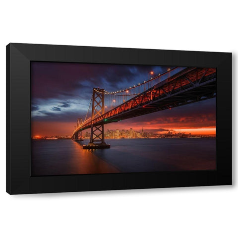 Fire over San Francisco Black Modern Wood Framed Art Print by Harriman, Toby