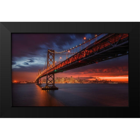 Fire over San Francisco Black Modern Wood Framed Art Print by Harriman, Toby