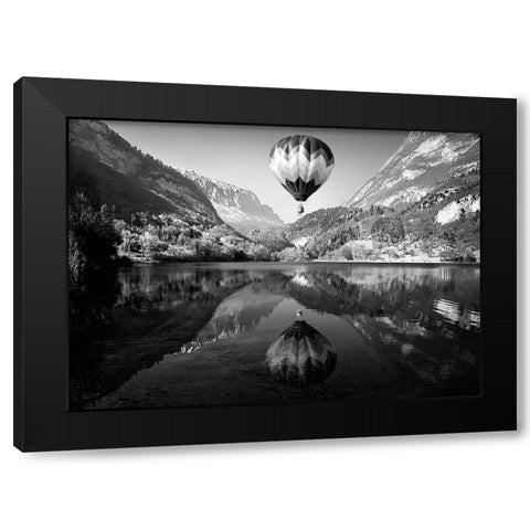 La mongolfiera Black Modern Wood Framed Art Print with Double Matting by Auf Dem, Andrea