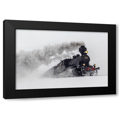 Little Jumbo Black Modern Wood Framed Art Print with Double Matting by Aho, Harri