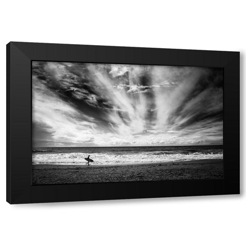 The loneliness of a surfer Black Modern Wood Framed Art Print with Double Matting by Grifantini, Lorenzo