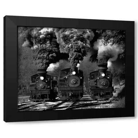 Train Race in BW Black Modern Wood Framed Art Print with Double Matting by Gordon, Chuck