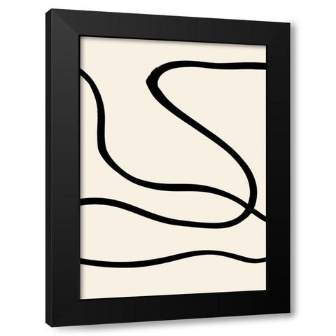 Black Lines 01 Black Modern Wood Framed Art Print with Double Matting by Artographie Studio