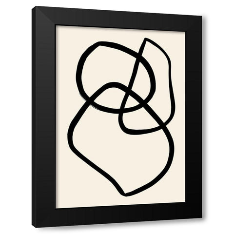 Black Lines 03 Black Modern Wood Framed Art Print with Double Matting by Artographie Studio