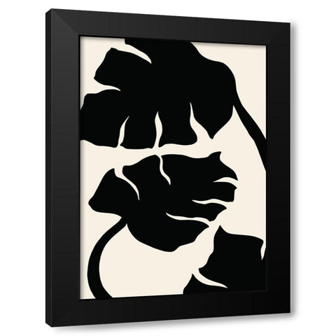 Monstera Black Black Modern Wood Framed Art Print with Double Matting by Artographie Studio
