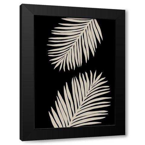 Palm Leaves Black Modern Wood Framed Art Print by Artographie Studio