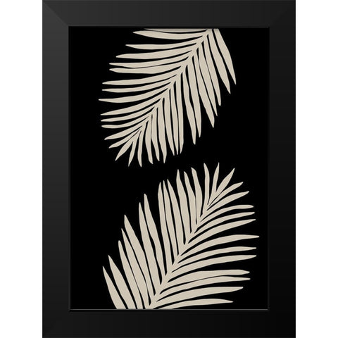 Palm Leaves Black Modern Wood Framed Art Print by Artographie Studio