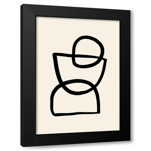 Shape 04 Black Modern Wood Framed Art Print with Double Matting by Artographie Studio