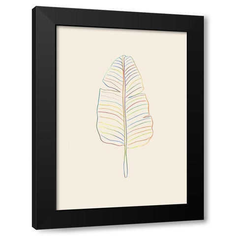 Banana Rainbow Leaf Black Modern Wood Framed Art Print with Double Matting by Artographie Studio
