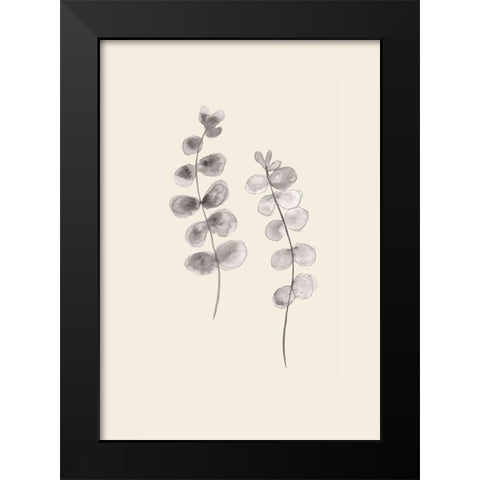 Eucalyptus Twigs Black Modern Wood Framed Art Print by Artographie Studio