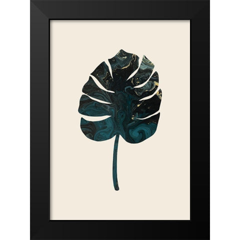 Monstera Marble Green Black Modern Wood Framed Art Print by Artographie Studio