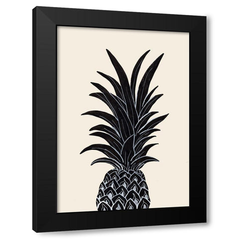 Black Pineapple Black Modern Wood Framed Art Print by Artographie Studio