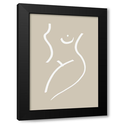 Body Sketch Sand Black Modern Wood Framed Art Print with Double Matting by Artographie Studio