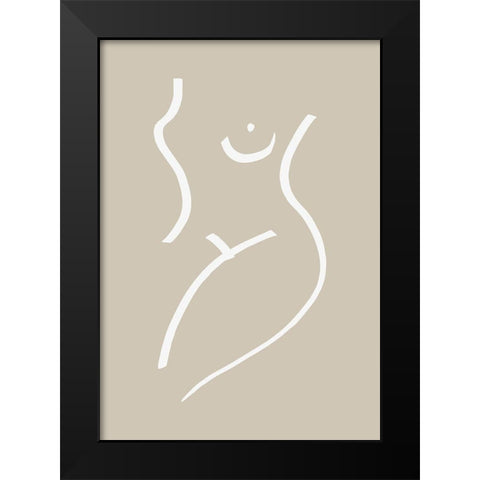 Body Sketch Sand Black Modern Wood Framed Art Print by Artographie Studio
