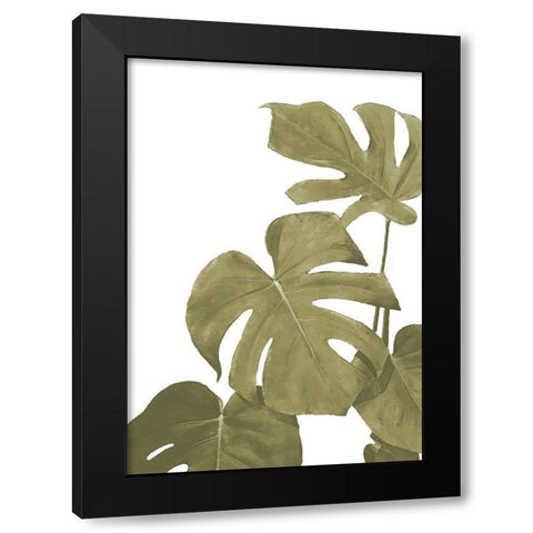 Monstera Golden 02 Black Modern Wood Framed Art Print by Artographie Studio