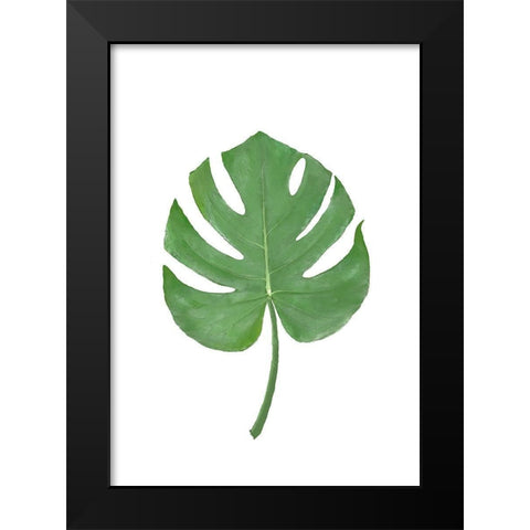 Monstera Leaf Green Black Modern Wood Framed Art Print by Artographie Studio