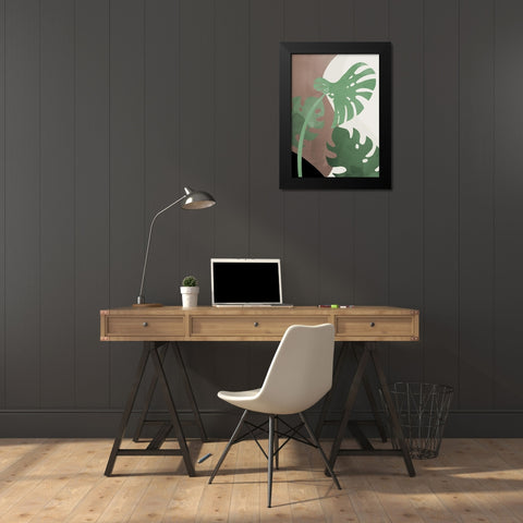 Monstera Cut Out 02 Black Modern Wood Framed Art Print by Artographie Studio