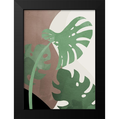 Monstera Cut Out 02 Black Modern Wood Framed Art Print by Artographie Studio