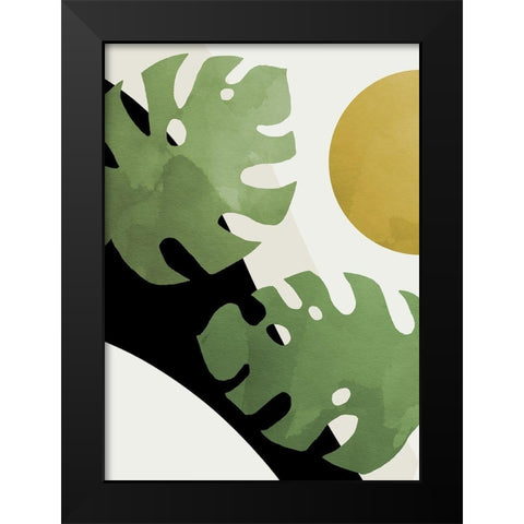Monstera Cut Out 04 Black Modern Wood Framed Art Print by Artographie Studio