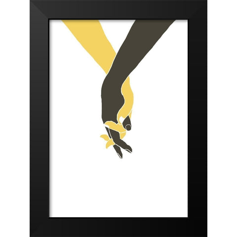 Holding Hands Black Modern Wood Framed Art Print by Artographie Studio
