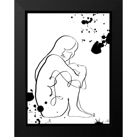 Sitting Black Black Modern Wood Framed Art Print by Artographie Studio