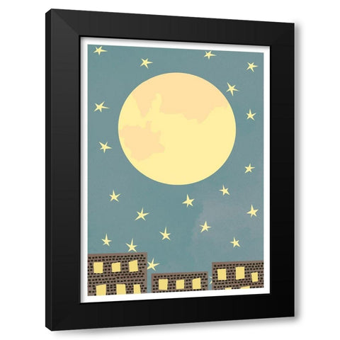 Starry Evening Black Modern Wood Framed Art Print with Double Matting by Artographie Studio