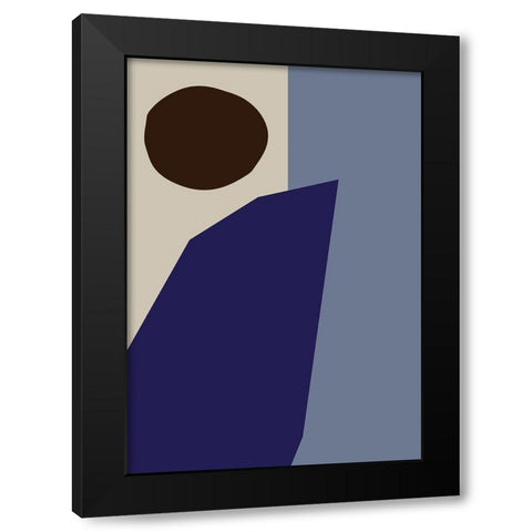 Color Blocks 02 Blue Black Modern Wood Framed Art Print by Artographie Studio