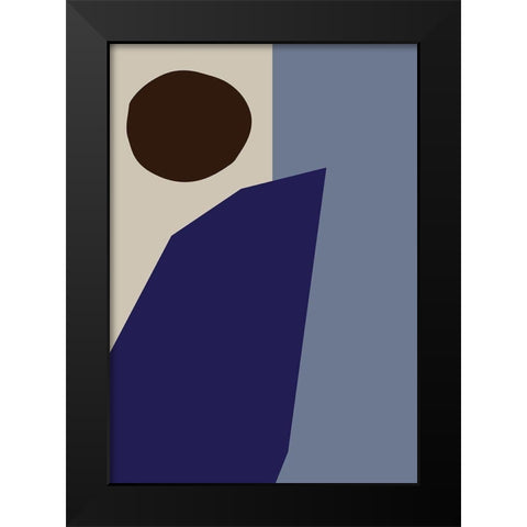 Color Blocks 02 Blue Black Modern Wood Framed Art Print by Artographie Studio