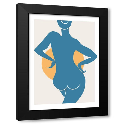 Blue Woman Black Modern Wood Framed Art Print with Double Matting by Artographie Studio