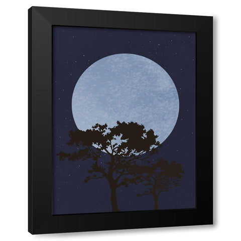 Dark Night Black Modern Wood Framed Art Print with Double Matting by Artographie Studio