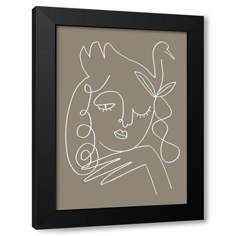 The Swan Brown Black Modern Wood Framed Art Print with Double Matting by Artographie Studio