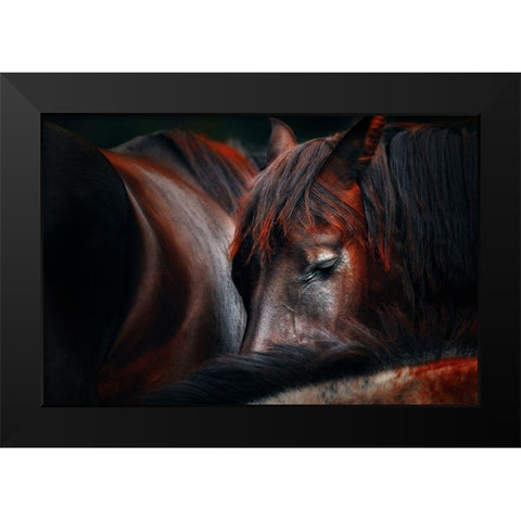 Sleep huddle Black Modern Wood Framed Art Print by Stantchev, Martin