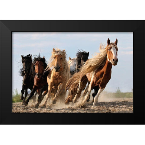 Lucky Six Black Modern Wood Framed Art Print by Wong, Adam