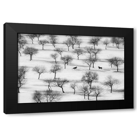 Run Black Modern Wood Framed Art Print with Double Matting by Sabol, Petar