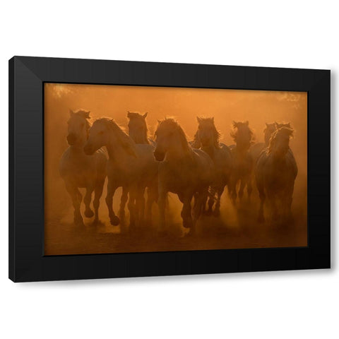 Evening ride Black Modern Wood Framed Art Print with Double Matting by Vekemans, Muriel