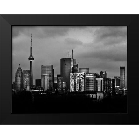 Toronto Skyline from the Pape Bridge No 3 Black Modern Wood Framed Art Print by Carson, Brian
