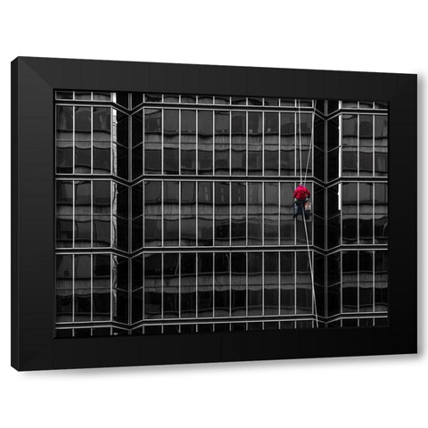 Window Washing No 6 Black Modern Wood Framed Art Print with Double Matting by Carson, Brian