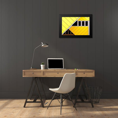 Triangles and Rectangles Black Modern Wood Framed Art Print by Doyle, Renee