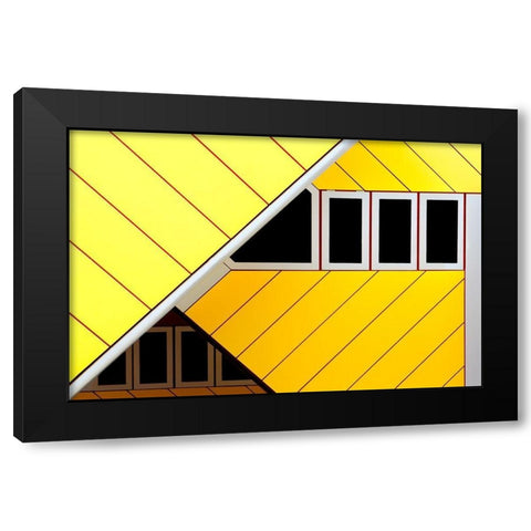 Triangles and Rectangles Black Modern Wood Framed Art Print by Doyle, Renee