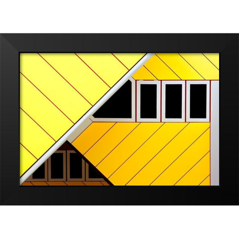 Triangles and Rectangles Black Modern Wood Framed Art Print by Doyle, Renee
