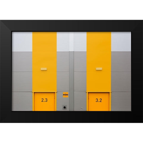 Yellow Mirror Black Modern Wood Framed Art Print by Niezen, Jan