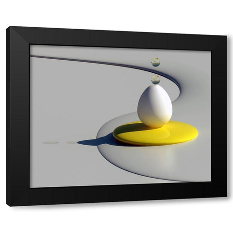 Egg Shapes Black Modern Wood Framed Art Print by Bunjamin (Abe), Antonyus