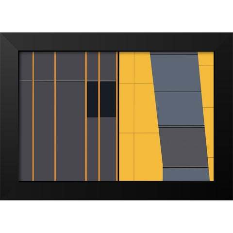 Yellow in Abstract Black Modern Wood Framed Art Print by Niezen, Jan