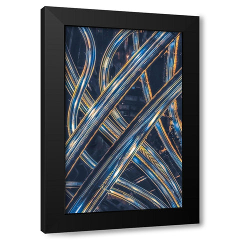 Large interchange Black Modern Wood Framed Art Print with Double Matting by TIANQI