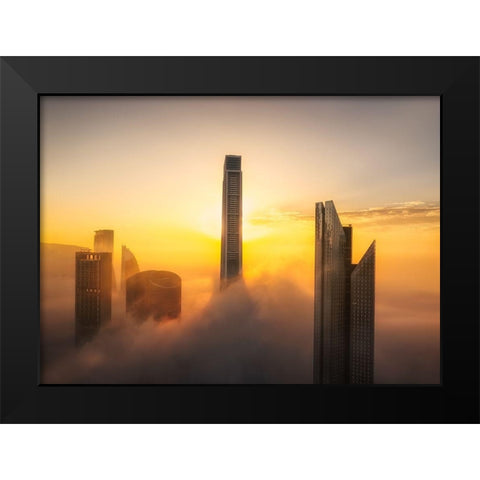 Good Morning Dubai A738758 Black Modern Wood Framed Art Print by Joanaduenas