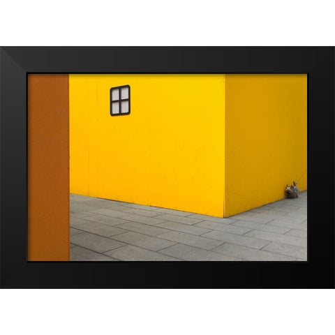 Yellow street dog Black Modern Wood Framed Art Print by Tonti, Carlo