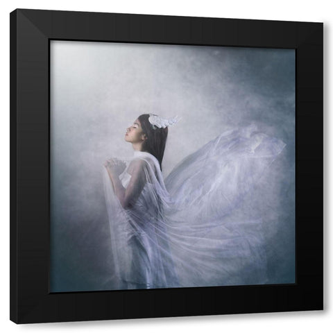 pray of angel Black Modern Wood Framed Art Print with Double Matting by Ryanholy